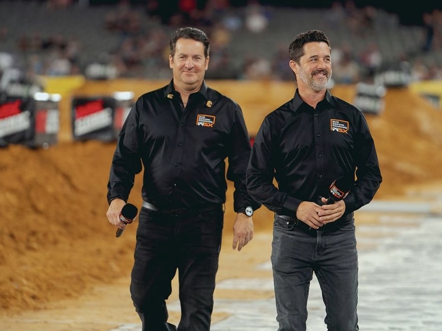 Ralph Sheheen and Jeff Emig at the WSX track