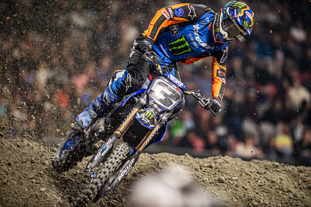 Eli Tomac on track during the 2024 WSX Canadian GP at BC Place in Vancouver, Canada