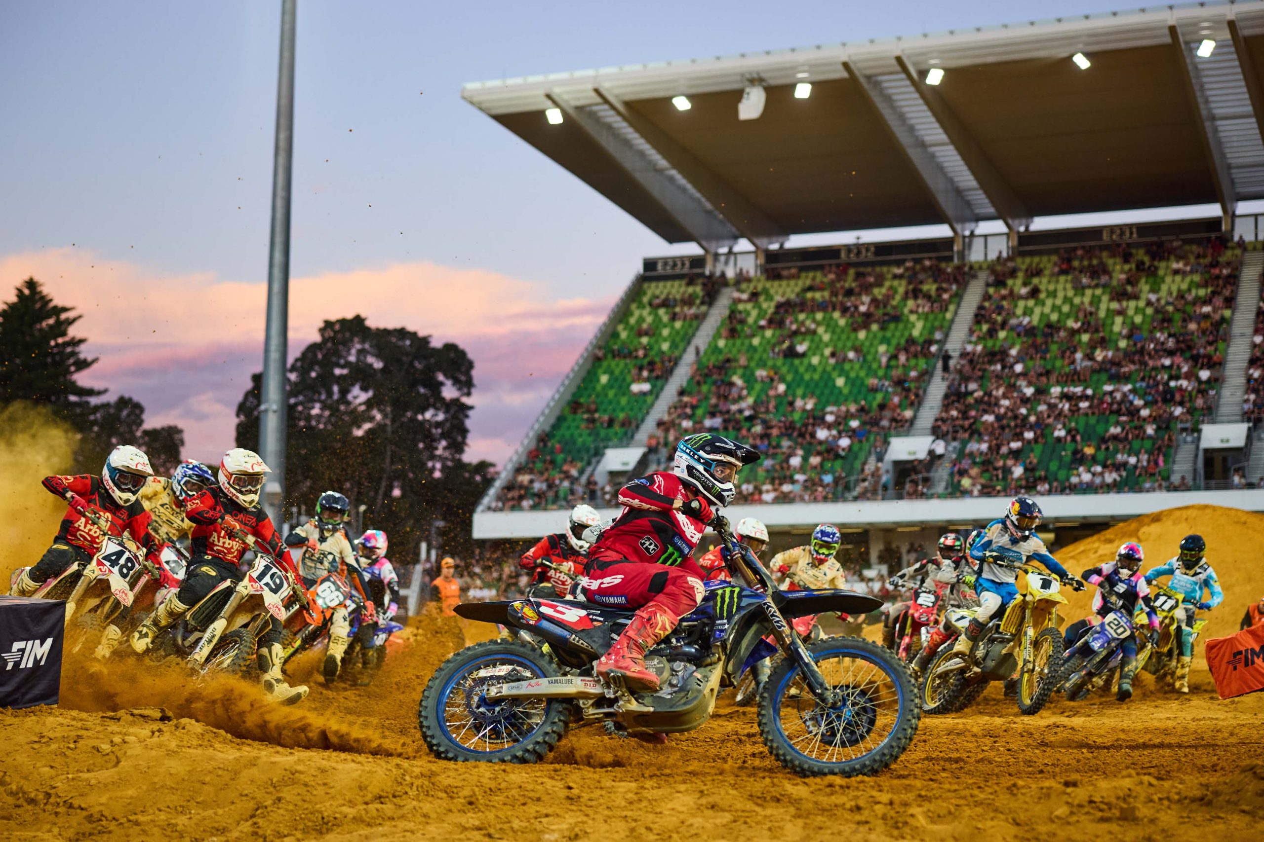 Eli Tomac leads the WSX field at the WSX Australian GP